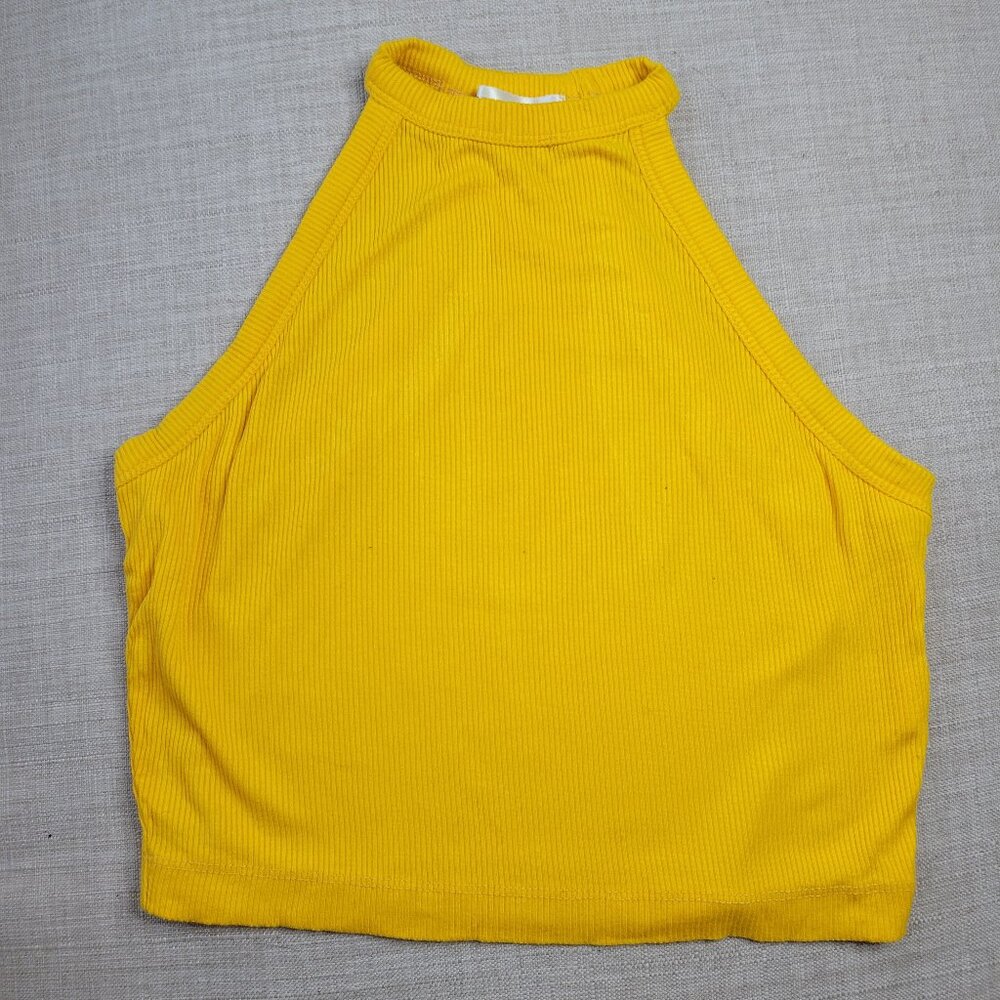 Yellow Ribbed Stretchy Racerback